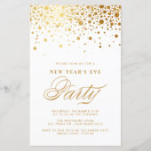 ゴールドフォイル紙吹雪新年のイブパーティの招待状 (正面)