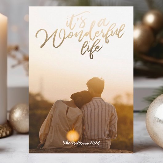 ゴールドフォイル素晴らしい生活クリスマスフォト シーズンカード