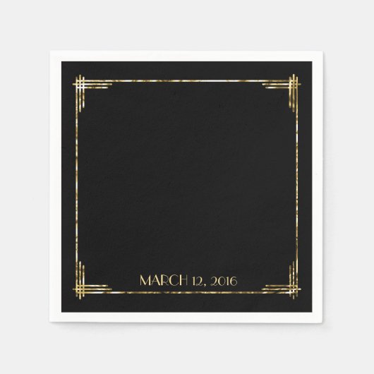 ゴールドフォイル素晴らしギャツビーアールデコカクテルナプキンス スタンダードカクテルナプキン (正面)