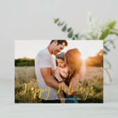 ゴールドフォイル素朴なスクリプト写真ハッピーホリデーカード 箔シーズンカード (立ち正面)