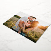 ゴールドフォイル素朴なスクリプト写真ハッピーホリデーカード 箔シーズンカード (回転した状態)