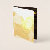 ゴールドフォイル素朴バッファロープレイドスタッグフォトクリスマス 箔カード (正面)