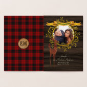 ゴールドフォイル素朴バッファロープレイドスタッグフォトクリスマス 箔カード (内部)