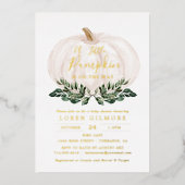 ゴールドフォイル素朴リトルカボチャ赤ちゃんシャワー 箔招待状 (正面)