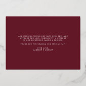 ゴールドフォイル結婚のフォトサンキューカード 箔招待状 (裏面)