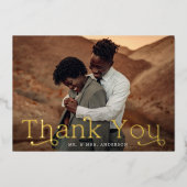 ゴールドフォイル結婚のフォトサンキューカード 箔招待状 (正面)