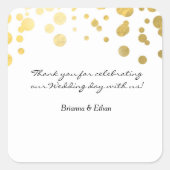 ゴールドフォイル結婚のホワイトフェイスステッカーラベル スクエアシール (正面)
