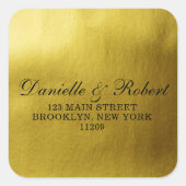 ゴールドフォイル結婚のモノグラム差出人住所ラベル スクエアシール (正面)