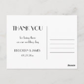 ゴールドフォイル結婚アールデコのサンキューブラック ポストカード (裏面)