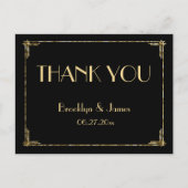 ゴールドフォイル結婚アールデコサンキューポストカード ポストカード (正面)