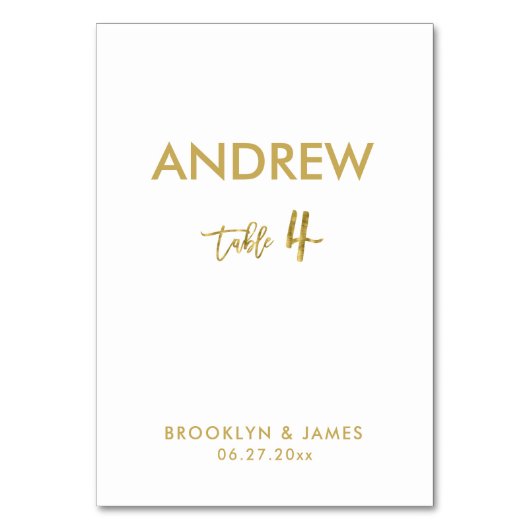 ゴールドフォイル結婚エフェクトのテーブルカードテーブル4 テーブルナンバー (裏面)