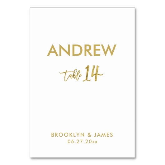 ゴールドフォイル結婚エフェクトの表14 テーブルナンバー (正面)