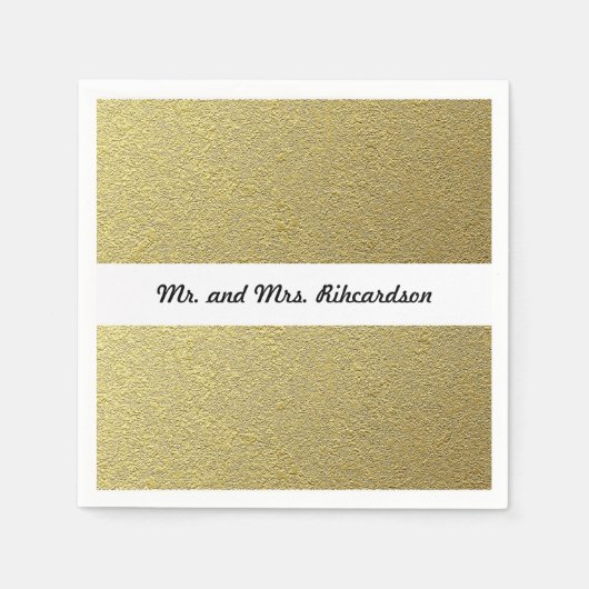 ゴールドフォイル結婚エフェクト スタンダードカクテルナプキン (正面)