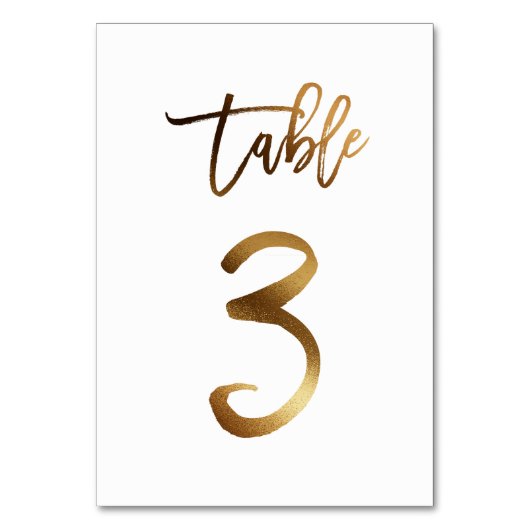 ゴールドフォイル結婚シックのテーブル番号 |表3 テーブルナンバー (正面)