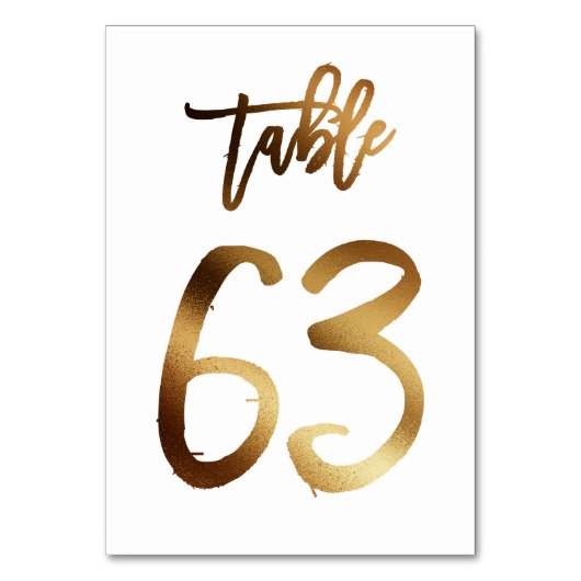 ゴールドフォイル結婚シックのテーブル番号 |表63 テーブルナンバー (正面)