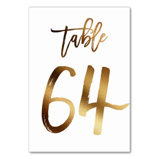 ゴールドフォイル結婚シックのテーブル番号 |表64 テーブルナンバー (正面)