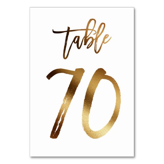ゴールドフォイル結婚シックのテーブル番号 |表70 テーブルナンバー (正面)