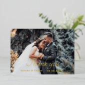 ゴールドフォイル結婚スクリプトのサンキューカード 箔招待状 (立ち正面)