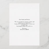 ゴールドフォイル結婚スクリプトの写真サンキューカード 箔招待状 (裏面)