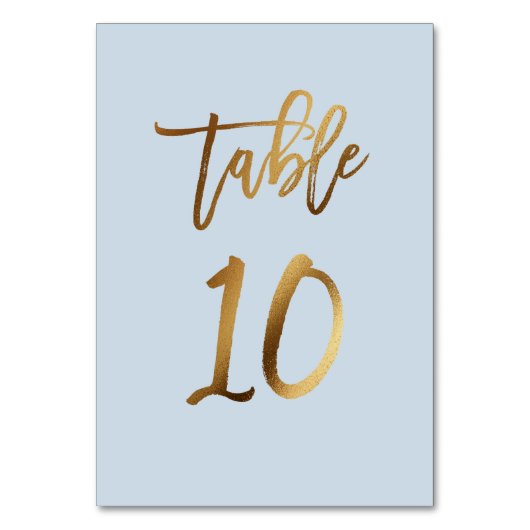 ゴールドフォイル結婚ダスティブルーのテーブル番号 テーブルナンバー (正面)
