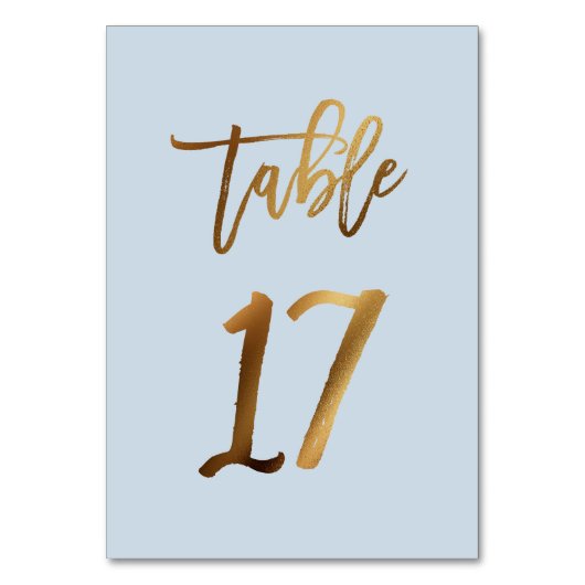 ゴールドフォイル結婚ダスティブルーのテーブル番号 テーブルナンバー (正面)