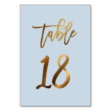 ゴールドフォイル結婚ダスティブルーのテーブル番号