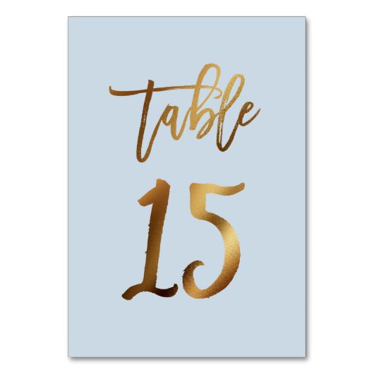 ゴールドフォイル結婚ダスティブルーのテーブル番号 テーブルナンバー (正面)