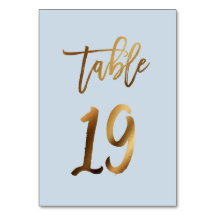 ゴールドフォイル結婚ダスティブルーのテーブル番号