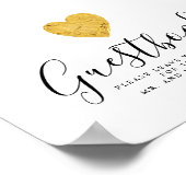 ゴールドフォイル結婚ハートのゲストブックサイン ポスター (角)