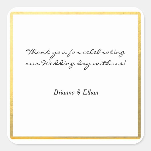 ゴールドフォイル結婚式の引き出物ステッカーラベル スクエアシール (正面)