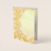 ゴールドフォイル結婚式 プログラムラージダマスク 箔カード (正面)