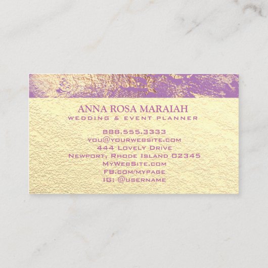 *~*ゴールドフォイル美しいウェディングプランナー エレガント 名刺 (裏面)