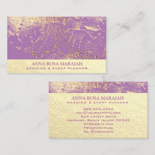 *~*ゴールドフォイル美しいウェディングプランナー エレガント 名刺 (正面/裏面)