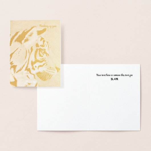 ゴールドフォイル考えカードタイガーのカスタム文字 箔カード (ディスプレー)