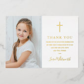 ゴールドフォイル聖体拝領写真サンキューカード 箔招待状 (正面)