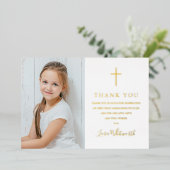ゴールドフォイル聖体拝領写真サンキューカード 箔招待状 (立ち正面)