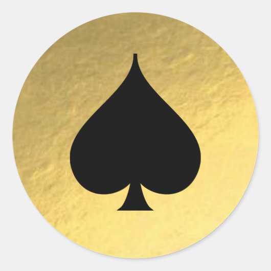 ゴールドフォイル背景ブラックスペード記号シール ラウンドシール (正面)