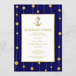 ゴールドフォイル航海のいかり結婚のリハーサルディナー 招待状