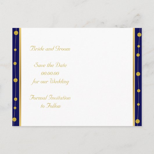 ゴールドフォイル航海のいかり結婚式日付を保存 案内ポストカード (裏面)