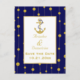 ゴールドフォイル航海のいかり結婚式日付を保存 案内ポストカード