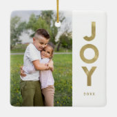 ゴールドフォイル見てJOYクリスマスフォト セラミックオーナメント (裏面)