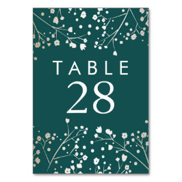 ゴールドフォイル赤ちゃんの息のティール（緑がかった色）のテーブ結婚ル番号 テーブルナンバー