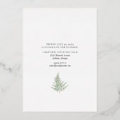 ゴールドフォイル野生シダ緑の水の色結婚の 箔招待状 (裏面)