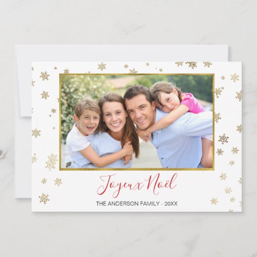 ゴールドフォイル雪の結晶Joyeux Noelフォトカード シーズンカード (正面)