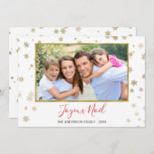 ゴールドフォイル雪の結晶Joyeux Noelフォトカード シーズンカード (正面/裏面)