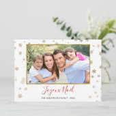 ゴールドフォイル雪の結晶Joyeux Noelフォトカード シーズンカード (スタンド正面)