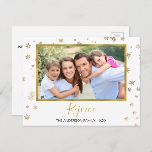 ゴールドフォイル雪片レジョイス写真カード シーズンポストカード (正面/裏面)