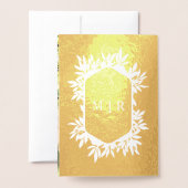 ゴールドフォイル鮮やかウォーターカラーフローラ結婚式の招待 箔カード (裏面封筒付き)