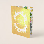 ゴールドフォイル鮮やかウォーターカラーフローラ結婚式の招待 箔カード (正面)