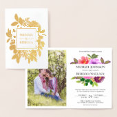 ゴールドフォイル鮮やかガーデンフローラ結婚式招待状 箔カード (ディスプレー)